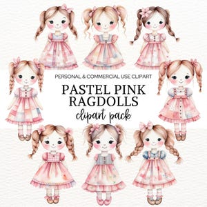 Clipart PNG di bambole di pezza rosa, diario di spazzatura di bambole di pezza, immagini di album di ritagli per ragazze, arte di peluche per la creazione di carta e biglietti, bambole di pezza, CA6RD