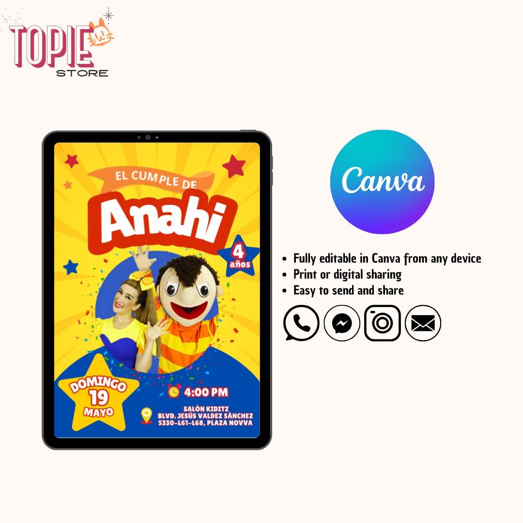 Editable Bely y Beto Birthday Invitation Template | Cute Party Invite | Printable Kids Birthday ...