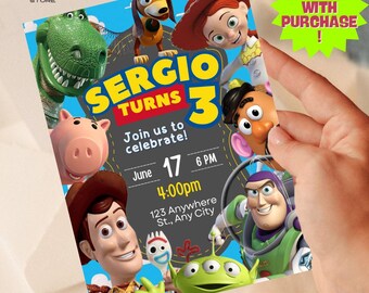 Toy Story Invitation Template | Editable Toy Story Birthday Invite Free Printable Thank You Tag | Woody & Buzz Theme