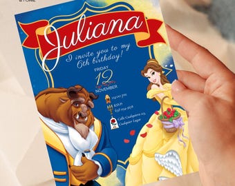 Beauty and the Beast Birthday Invitation | Editable Party Invite | Customizable Kids Invitation | Digital Download Fairytale Theme