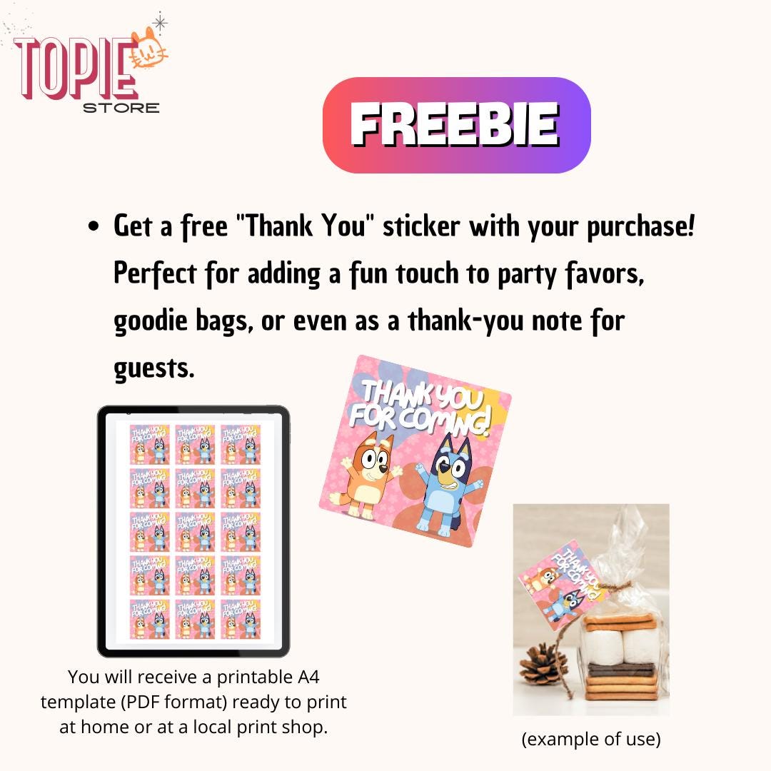 Bluey & Bingo Birthday Invite + Free Thank You Tag