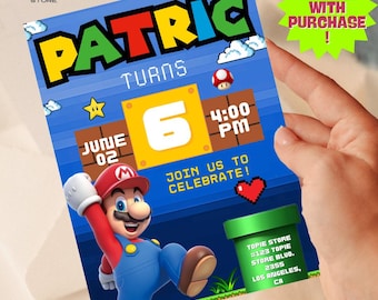 Mario Bros Birthday Invitation | Editable Kids Party Invite | Customizable Super Mario Digital Download