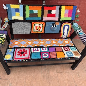 Banco madera crochet