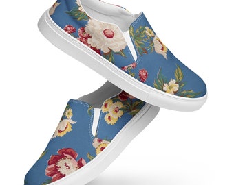 Zapatos de lona sin cordones para mujer con estampado integral: comodidad informal, estilo floral, verano