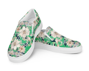 Zapatos de lona sin cordones White Bloom para mujer