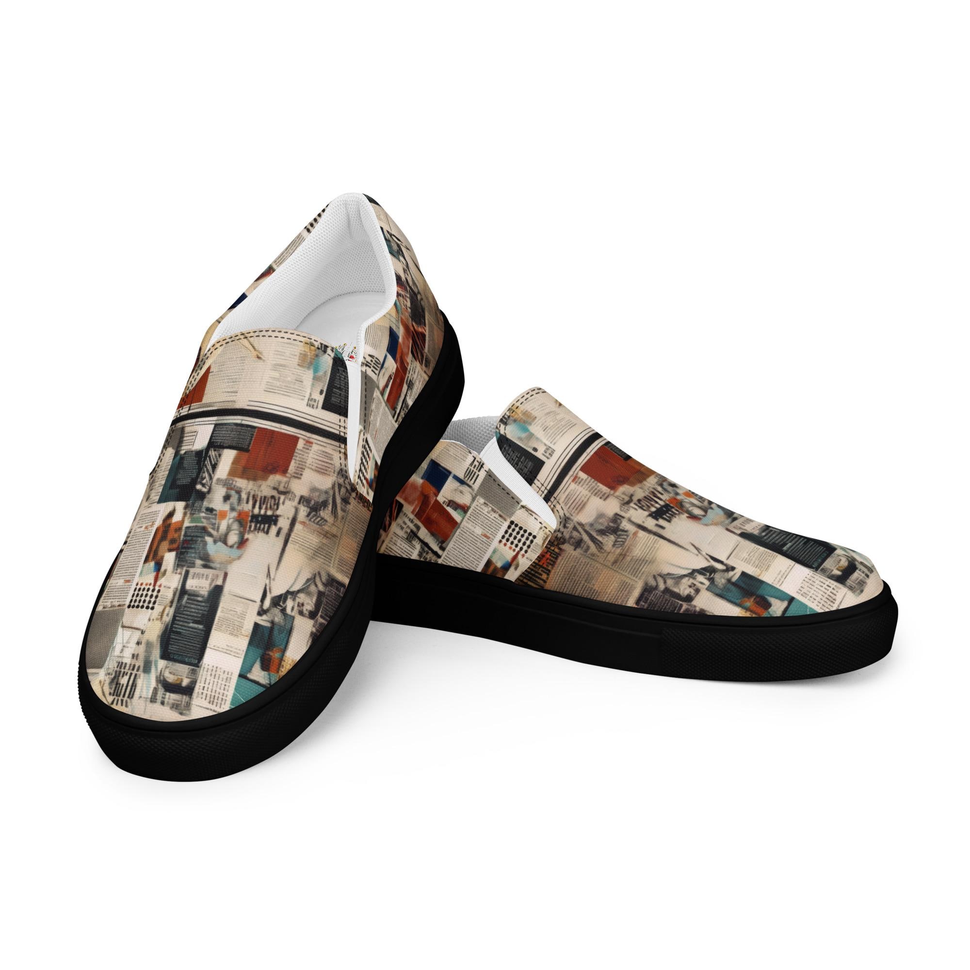 Newspaper Style Women's slip-on canvas shoes
