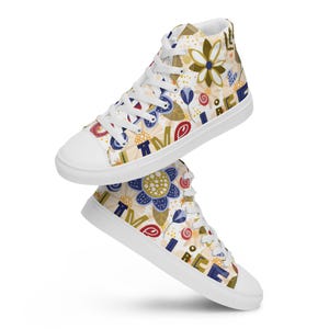 Women’s high top canvas shoes, All Over Print Floral Shoes, Casual High Tops