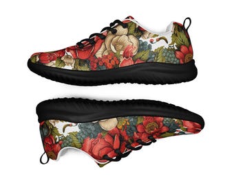 Zapatillas deportivas rojas florales para mujer