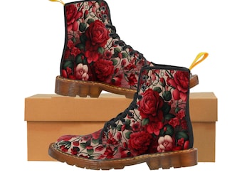 Rose All Over Print Women's Canvas Boots