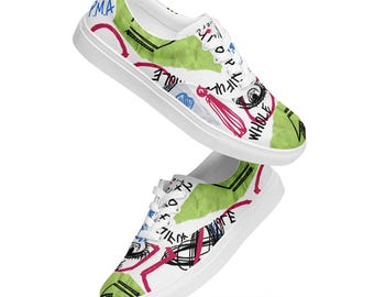 Zapatillas de arte abstracto para mujer, zapatos de lona artísticos con diseño de garabatos modernos, zapatos casuales de lona con estilo dibujado a mano, zapatos únicos