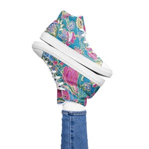 Women’s high top canvas shoes, All Over Print Floral Shoes