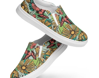 Zapatillas de lona sin cordones Butterfly Garden para mujer