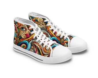 All Over Print Women's High Top Sneakers, Stride In Style: Fashion-Forward Women's High top Sneakers