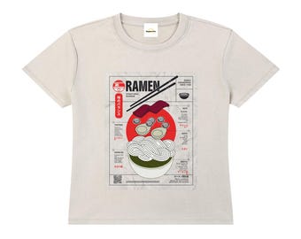 Camiseta vintage con hombros caídos y lavado Ramen Diagram