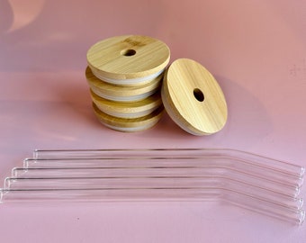 Glass straws & bamboo lids