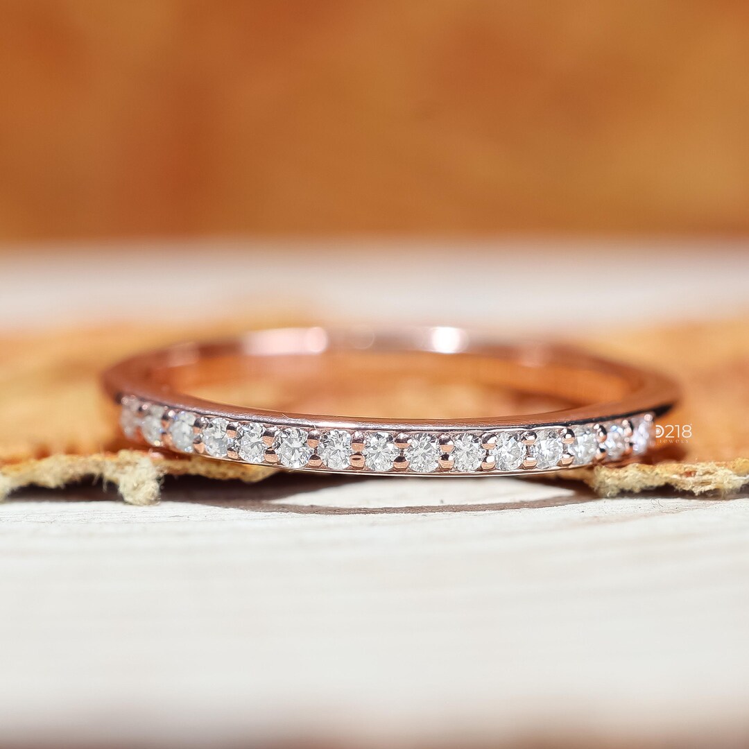 Gold 2MM Thin Wedding Band, Lab Grown Diamond Stackable Ring ...