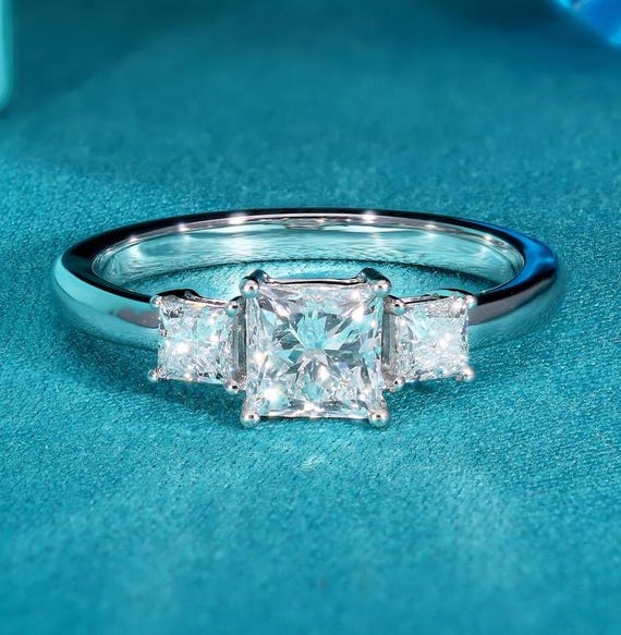 Carat Princess Cut Trilogy Engagement Ring, Three Stone Princess Cut Lab  Diamond Ring, IGI Certified Lab Created Diamond Wedding Ring Gift
