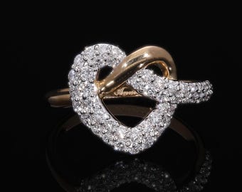 Unique Heart and Infinity Design Lab Grown Diamond Ring For Her, Knot Design Wedding Ring, Anniversary Gift, Handmade Jewelry, Promise Ring