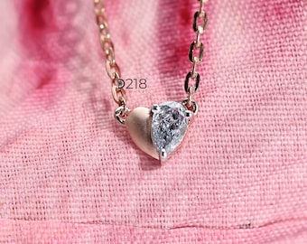 Pear Cut Diamond Pendant for Her, Fancy Blue Lab Grown Diamond Heart Shape Pendant for Women, Handmade Jewelry Gift, Wedding Gifts for Wife