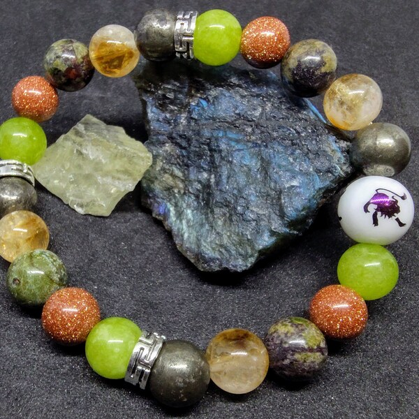 Zodiac Leo Gemstone Bracelet- Wealth, Success, Willpower, Goals, Cheer