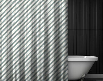 Farmhouse Shower Curtain, Sage Green Shower Curtain, Striped Shower Curtain, Farmhouse Bathroom, Farmhouse Decor