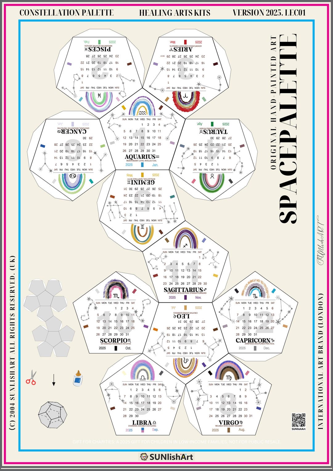 2026 Zodiac Calendar Paper Craft Kit: Healing Arts, Constellation ...