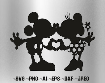 Mickey and Minnie Kissing Shaped Balloon SVG for Craft Machines Cricut Cameo Silhouette Instant Download !!