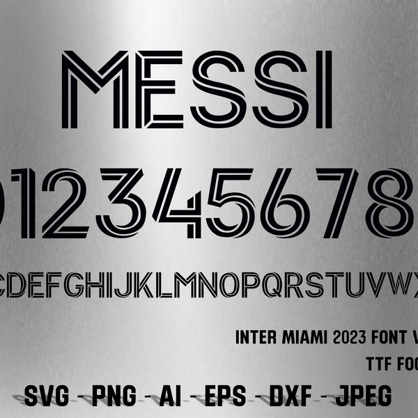 Font Vector Jersey Inter de Miami_FC 2022/2023 Font SVG, AI, Eps, Pdf, TTF / Cutting Kit, Vector File / Football Soccer Shirt