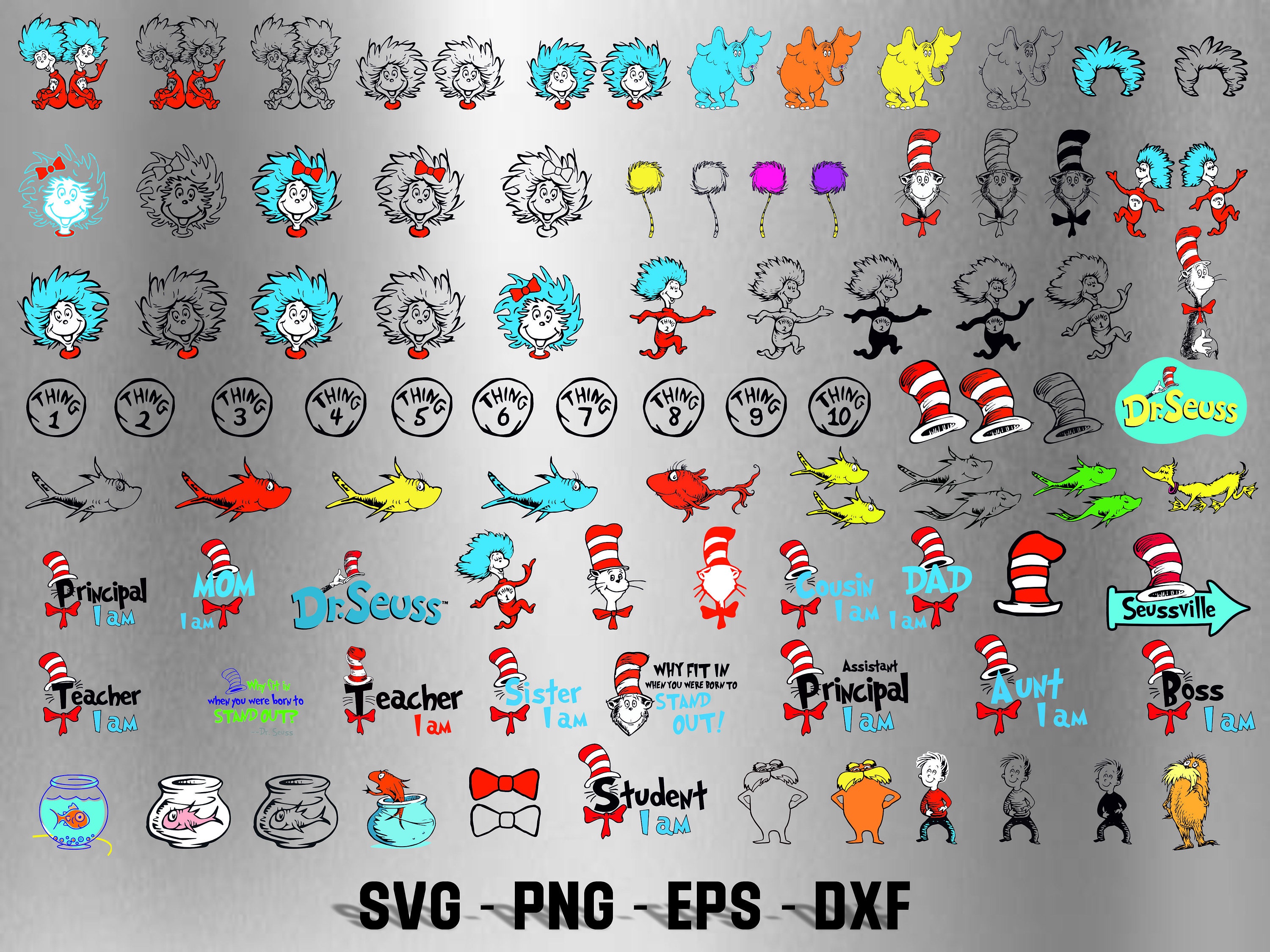 600+ Files Dr Seuss Svg Bundle Layered Item, Dr. Seuss Quotes Cat in ...
