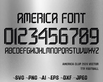 Czcionka wektorowa Club América 2023/2024 Vers1 Czcionka SVG, AI, Eps, Pdf, TTF / Zestaw do cięcia, Plik wektorowy / Koszulka piłkarska !!
