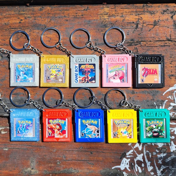 Custom retro game cartridge keychains