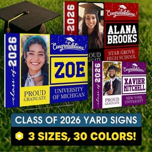 Personalized Graduation Yard Sign, Class of 2026, Photo Lawn Decor