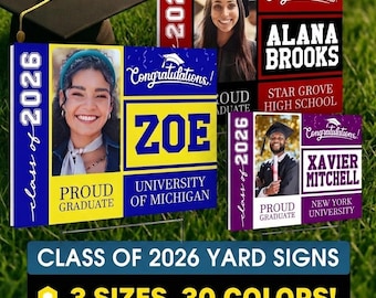 Personalized Graduation Yard Sign, Class of 2026, Photo Lawn Decor