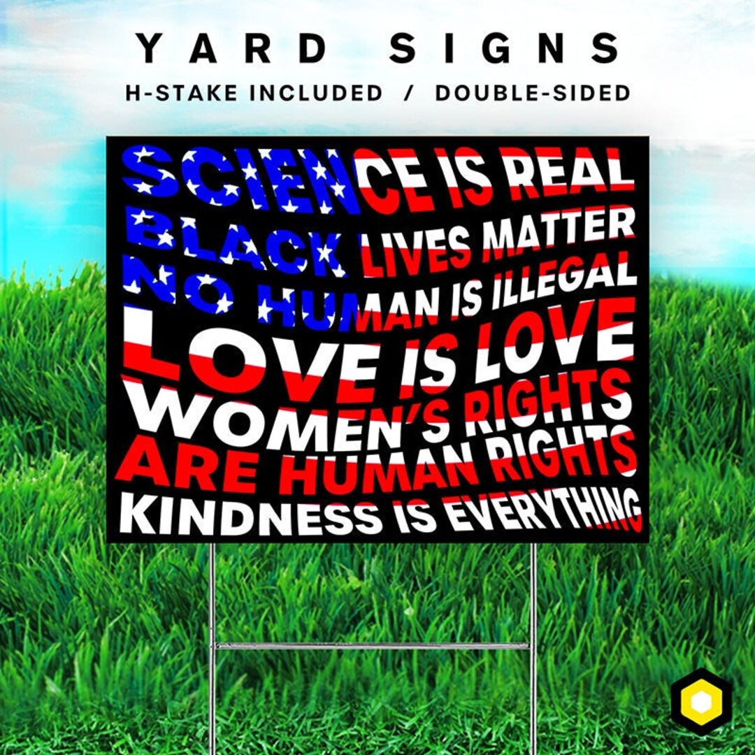 United for Human Rights Yard Sign | American Flag | Double Sided | 18 ...