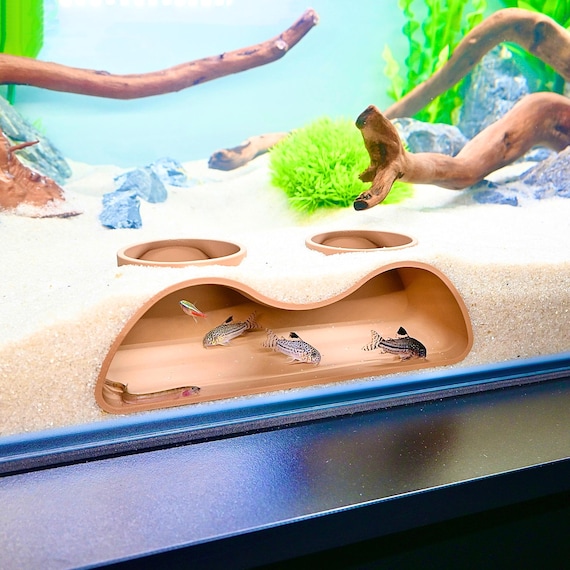 Aquarium Cave Hide - Dual Opening Underground Fish Tank Tunnel for Aquascape Decor