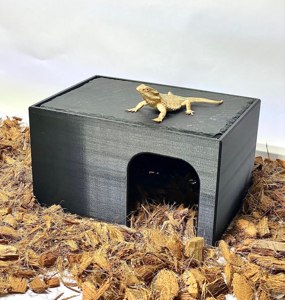 Reptile Slate Hide Real Stone Enclosure Reptile Decor Enrichment Basking Platform Slate Rock Cave Bearded Dragon Leopard Gecko Lizard