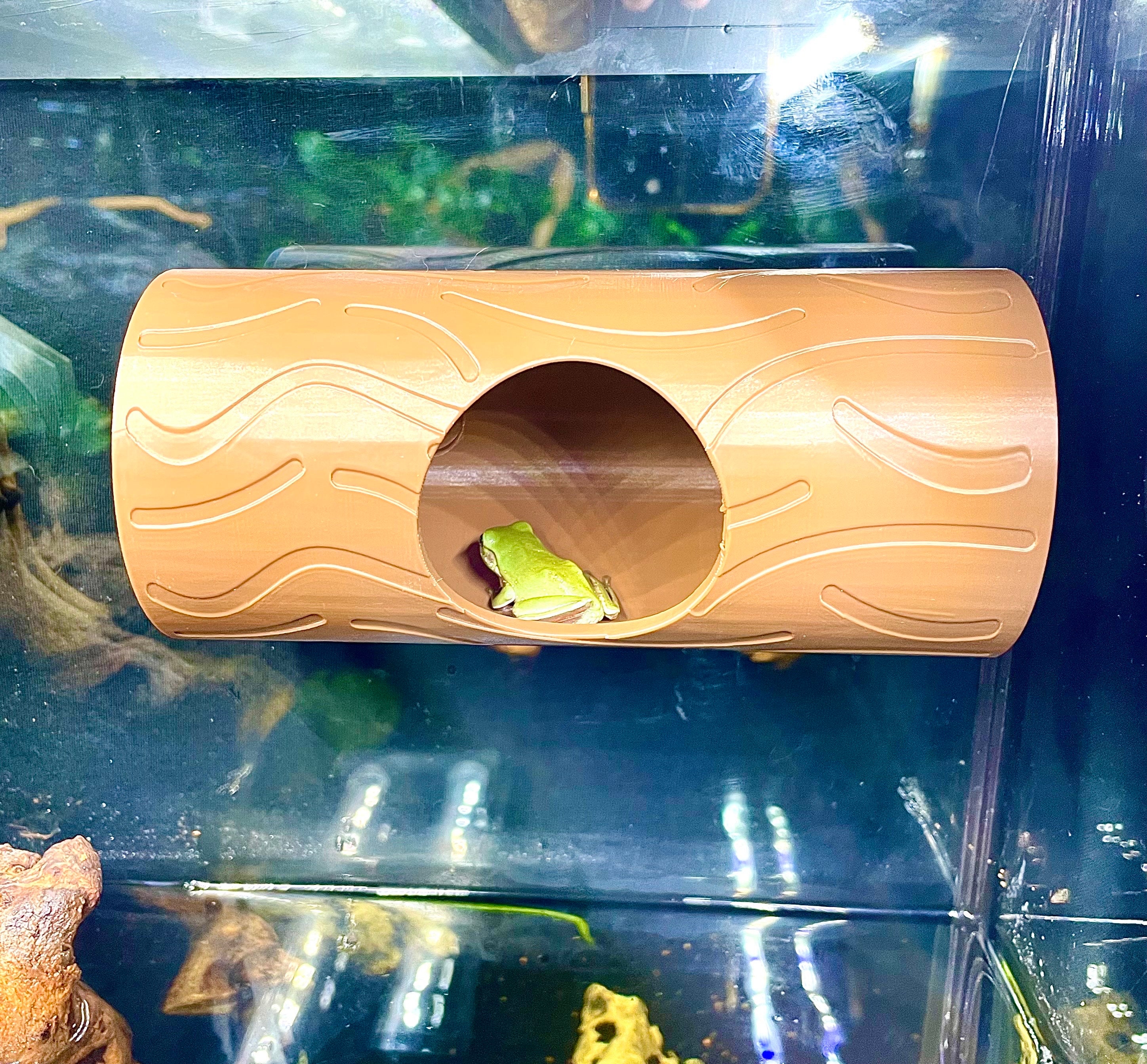 Gecko Frog Log Hide Wall Decor Amphibian Reptile Tank Enrichment ...