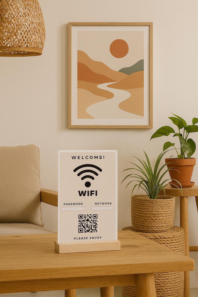 Custom Acrylic Wifi Sign: QR Code, Network & Password - Etsy