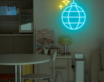 Disco Ball Neon Sign: Party Room Light Decor