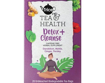 Trice Tea 'Detox and Cleanse': 20 Count Enveloped Organic Tea Bags infused with Dandelion, Nettle, Ginger & Parsley | Caffeine-Free