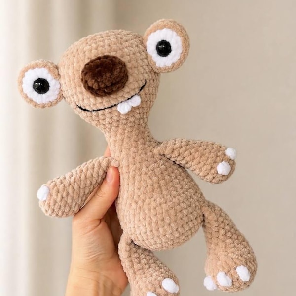 Patrón de ganchillo Amigurumi divertido perezoso | Lindo perezoso de peluche Tutorial en PDF | Kumedny lenivets amigurumi diagrama gachkom PDF