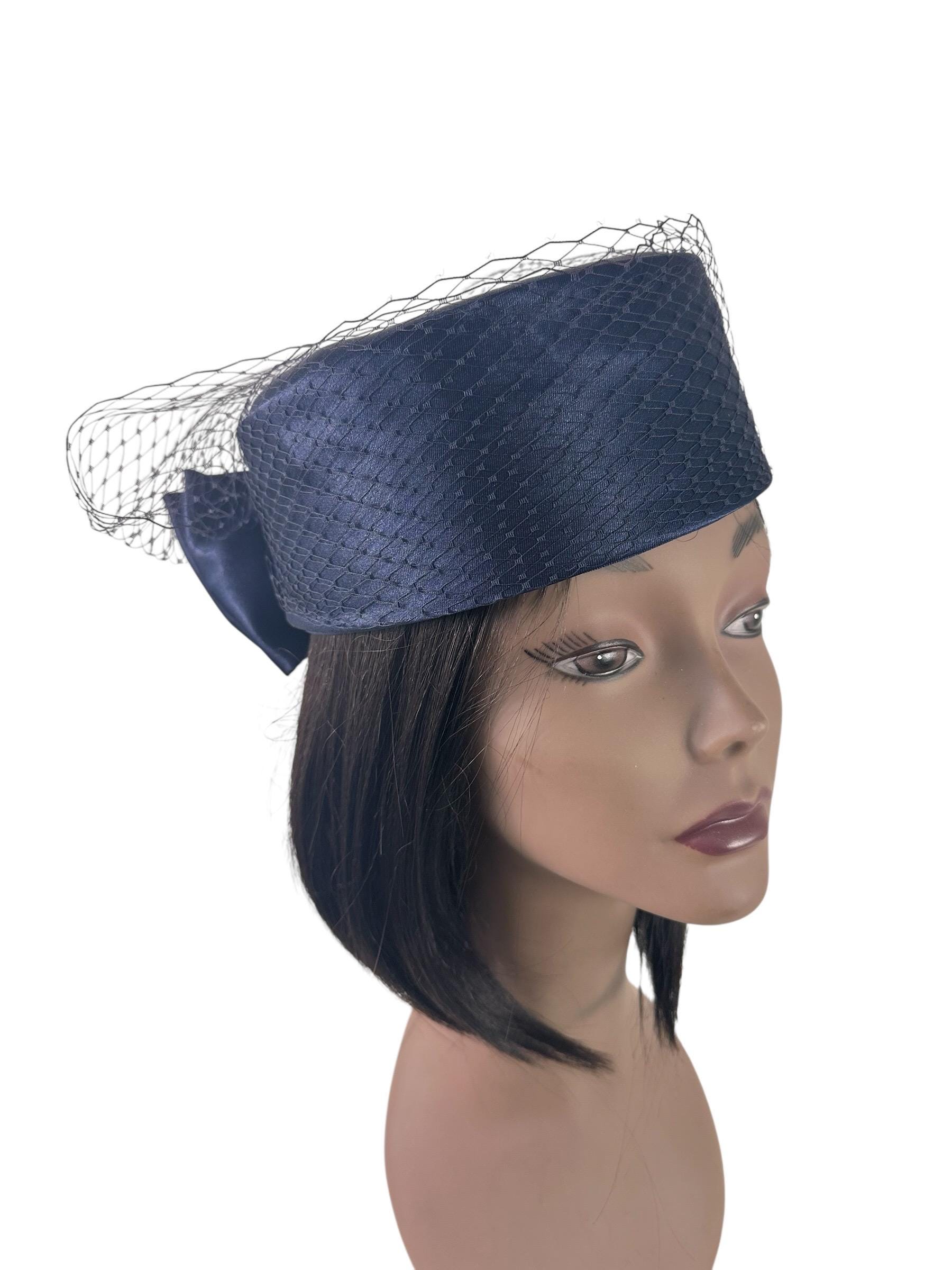 8733 Blue Fascinator Hat, Pill Box Hats For Women, Blue Pillbox Hat - Etsy main image 3