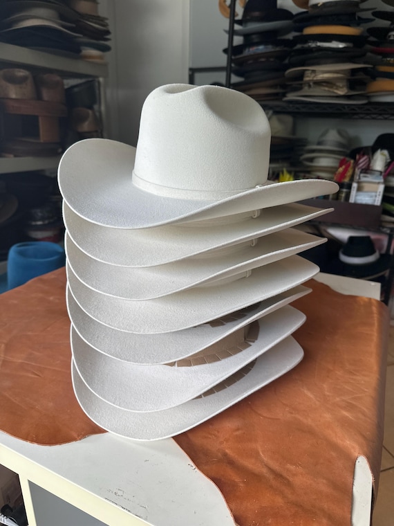 Cattleman 100% Rabbit Fur Cowboy Hat, 7 1/4 off White, 3 3/4 Brim
