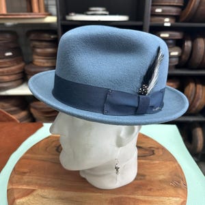 Fedora hat. Indigo fedora hat. Medium size. Ready to ship!