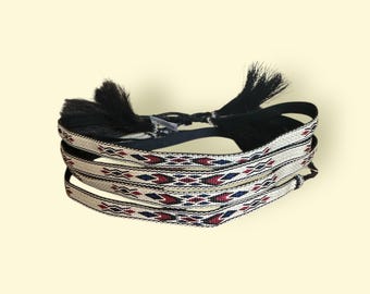 Horsehair/jute adjustable hat bands.  Native American style. Decorative hat band.