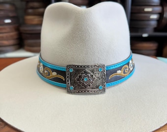 Hat band with turquoise accents. Fancy hat band