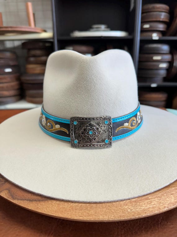 Turquoise Accent Hat Band: Adjustable Western Style Sweden