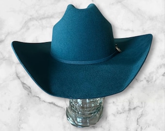 Cattleman wool cowboy hat. Turquoise. All sizes. Ready to ship!