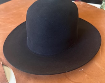 Rabbit Fur Felt Hat Body with leather sweatband. Charcoal Gray, Size 7