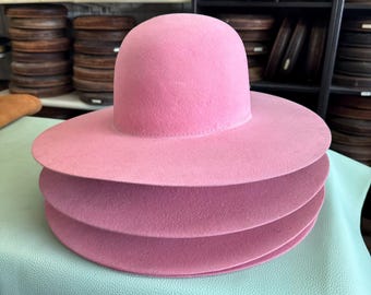 100 % Wool hat bodies. Ready to design. Make your own hat! Pink. 220gm. Ready to ship